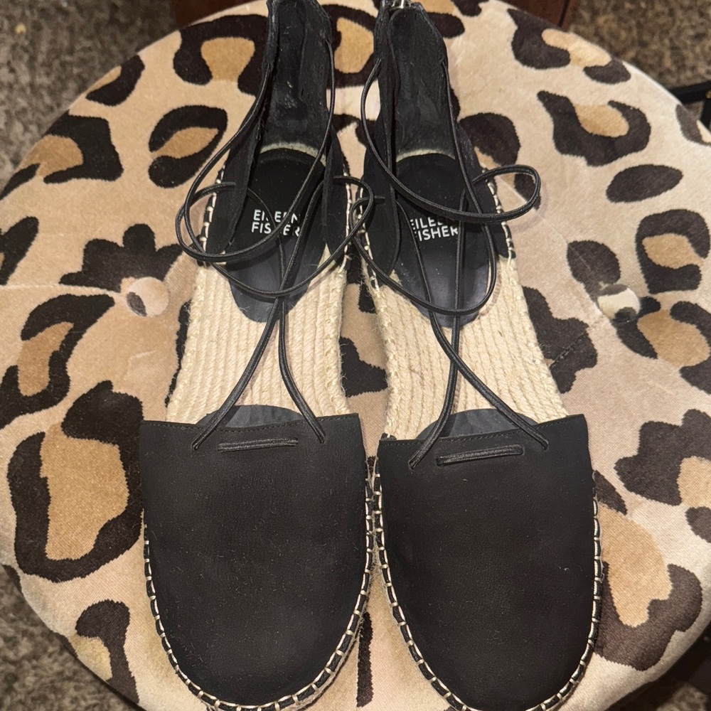 Eileen Fisher Black and Cream Espadrilles